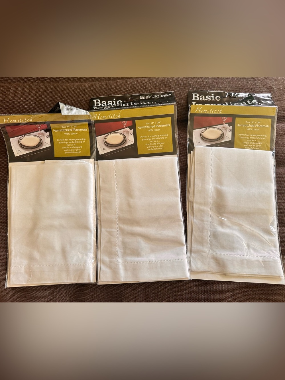 Wimpole Street Creation Hemstitched White Placemats Bundle 6 14”x20” NWT